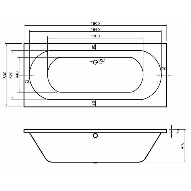 Kád Tango 180x80