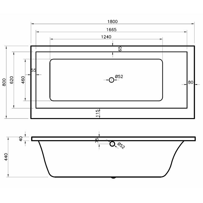 Kád Capri 180x80