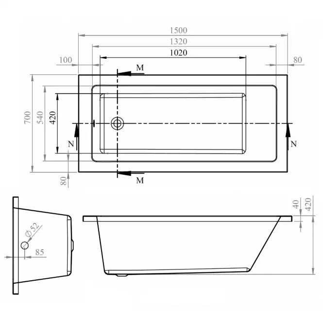 Kád Viva 150x70