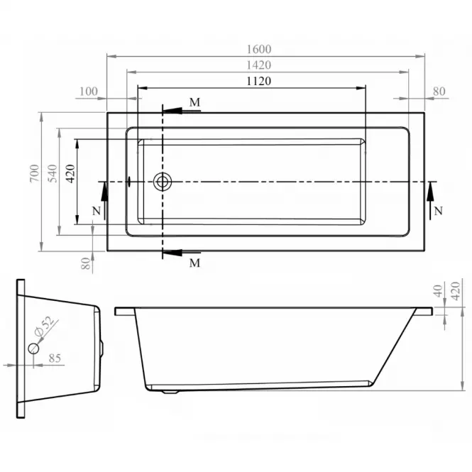 Kád Viva 160x70