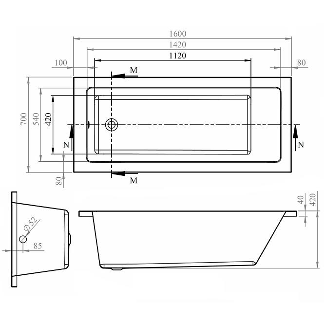 Kád Viva 160x70