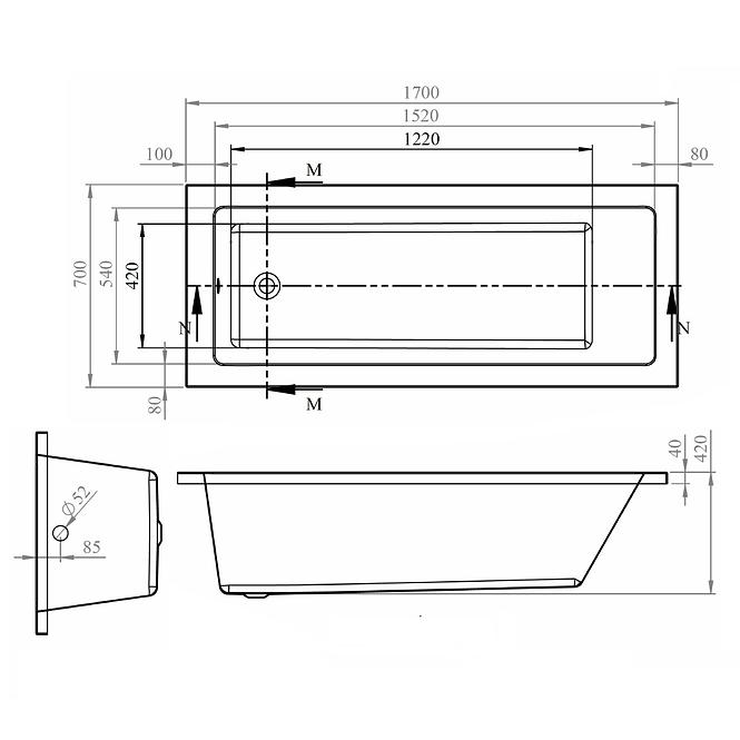 Kád Viva 170x70