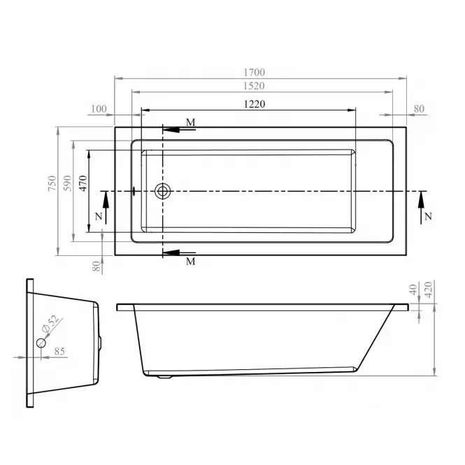 Kád Viva 170x75