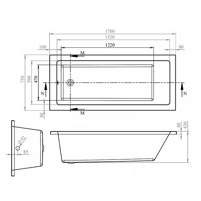 Kád Viva 170x75