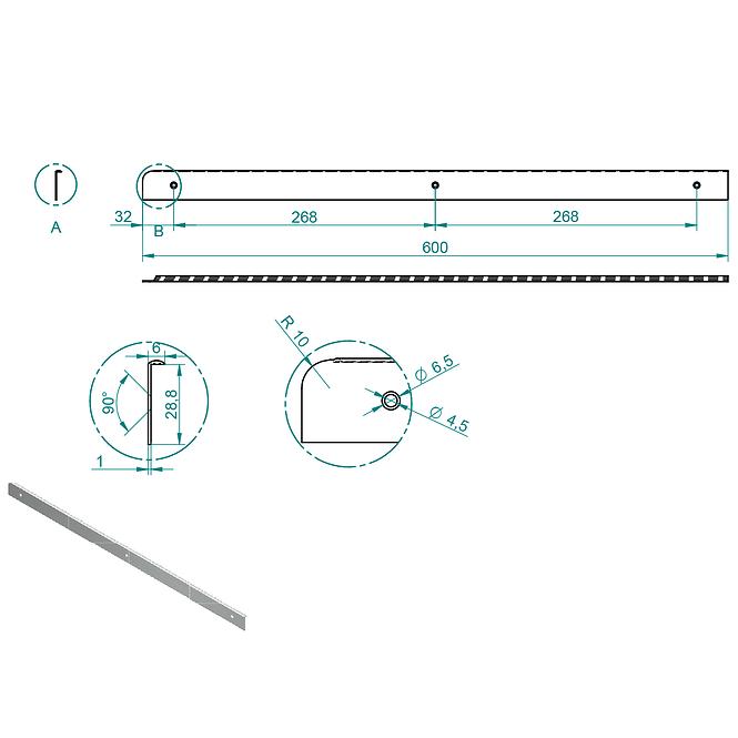 Oldalsó szegőléc balos 1mm kronospan 28 – TG04.2310.07.055