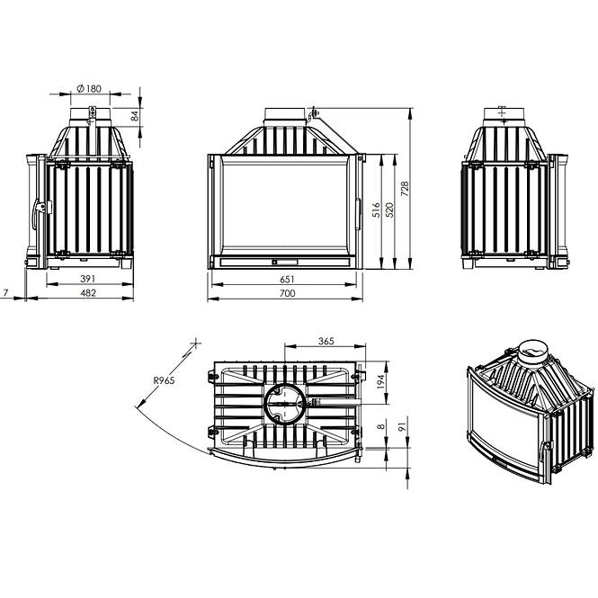 Kandalló betét Falcon 14kW