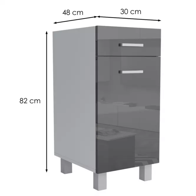 Konyhaszekrény Lucjan D1F1S 30 LUX fekete