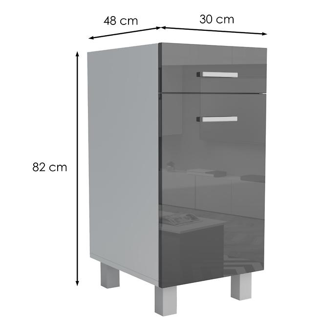 Konyhaszekrény Lucjan D1F1S 30 LUX fekete