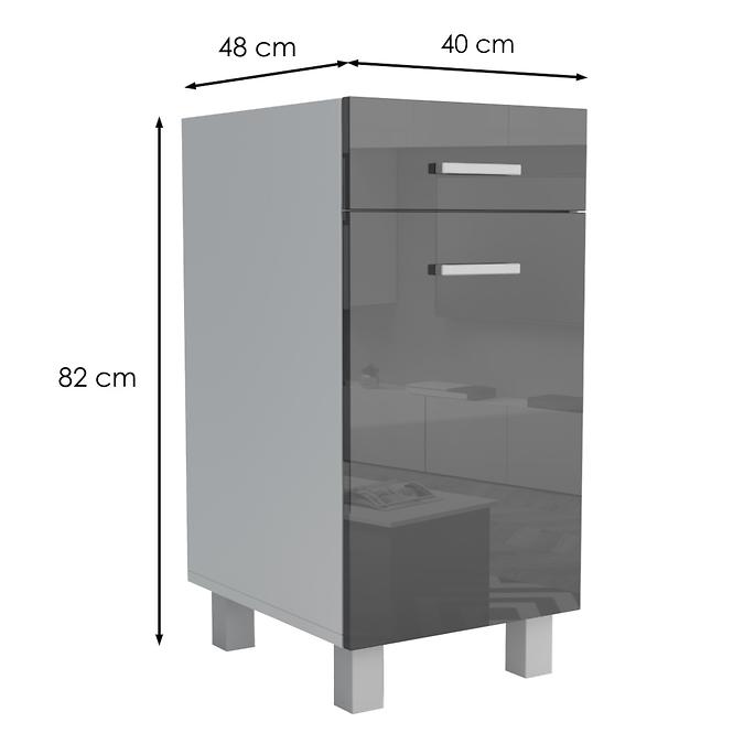 Konyhaszekrény Lucjan D1F1S 40 LUX fekete