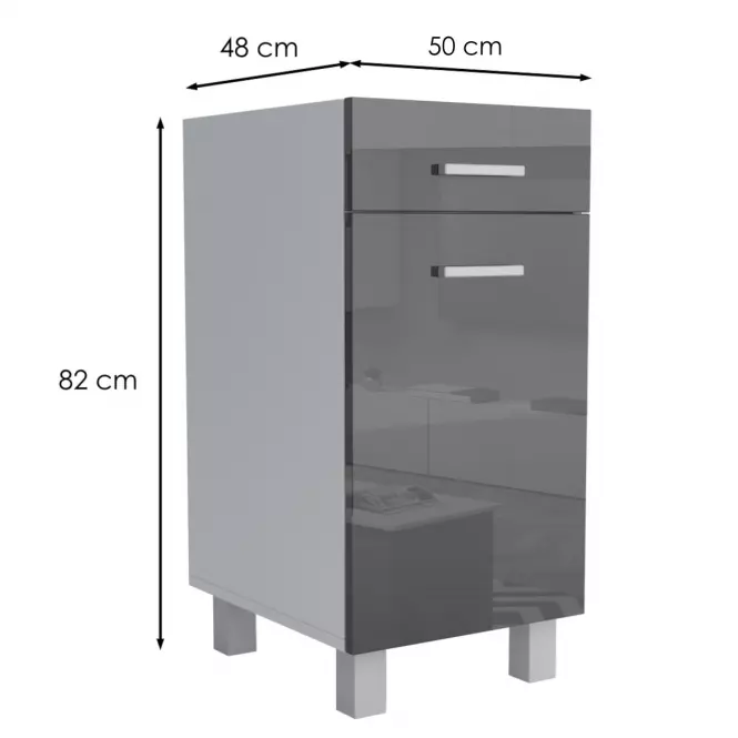 Konyhaszekrény Lucjan D1F1S 50 LUX fekete