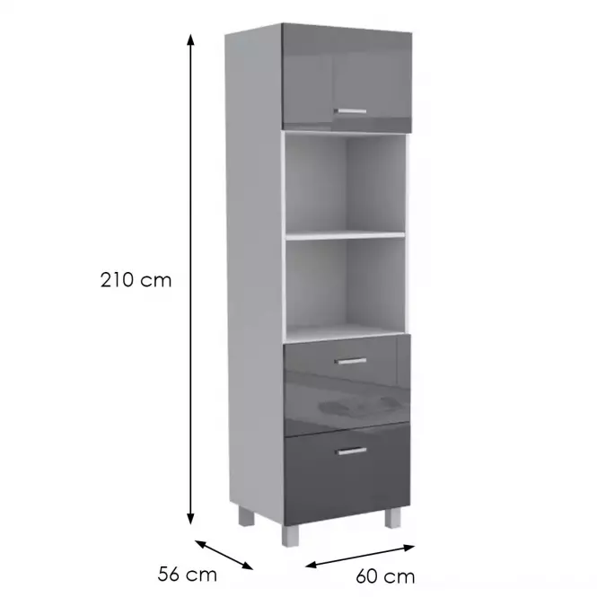 Konyhaszekrény Lucjan 60KPM 1F2S 2100 LUX fekete,2