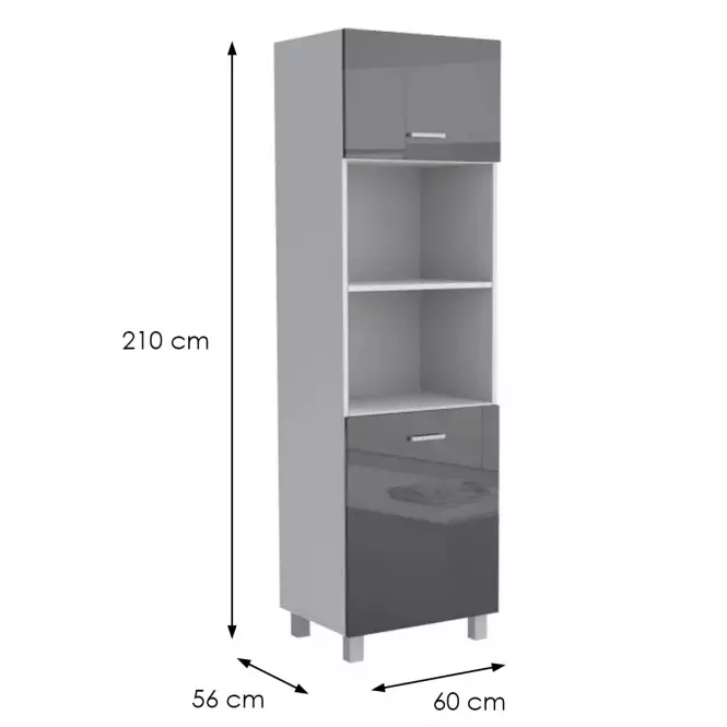 Konyhaszekrény Lucjan 60KPM 2F 2100 LUX fekete