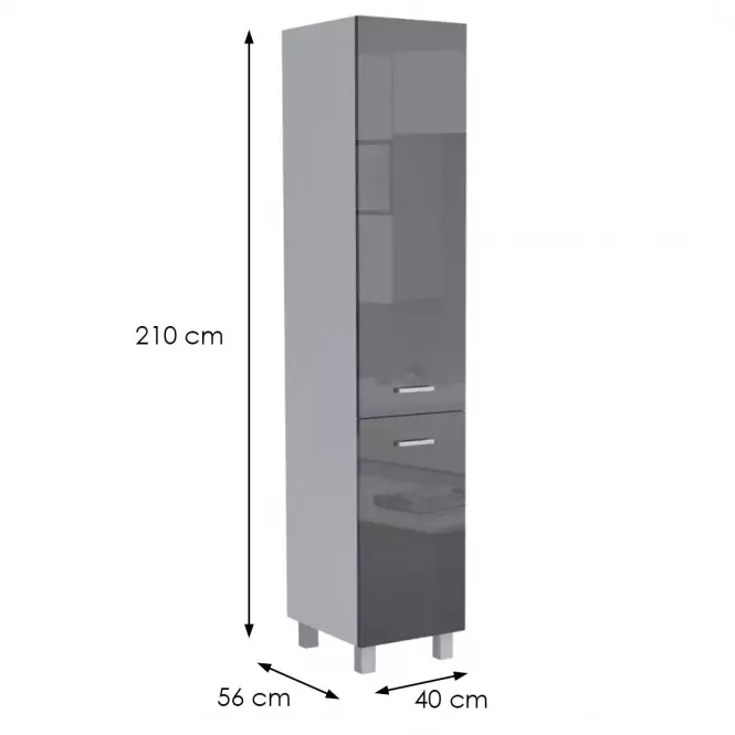 Konyhaszekrény Lucjan 40DK 2F 2100 LUX fekete