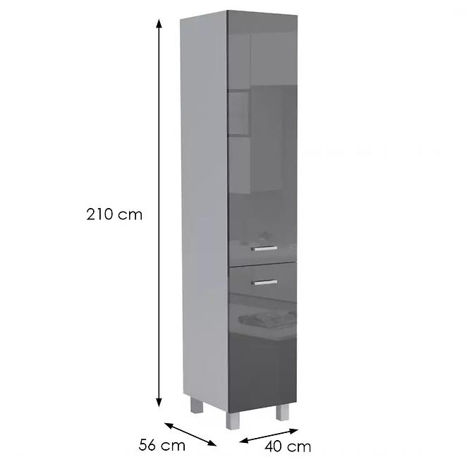 Konyhaszekrény Lucjan 40DK 2F 2100 LUX fekete
