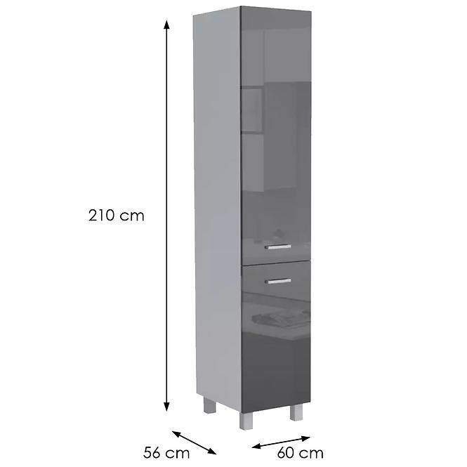 Konyhaszekrény Lucjan 60DK 2F 2100 LUX fekete