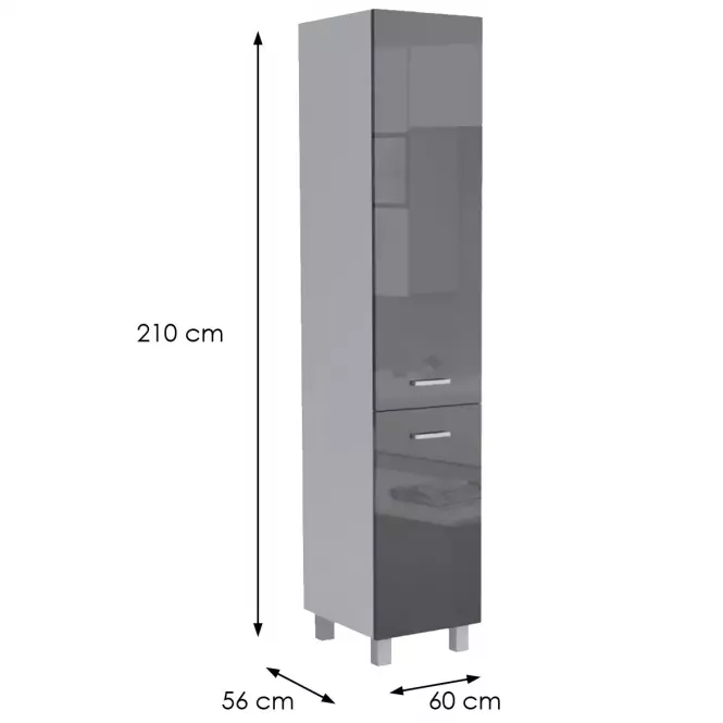 Konyhaszekrény Lucjan 60DK 2F 2100 LUX fekete,2