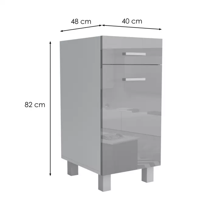 Konyhaszekrény Lucjan D1F1S 40 LUX szürke
