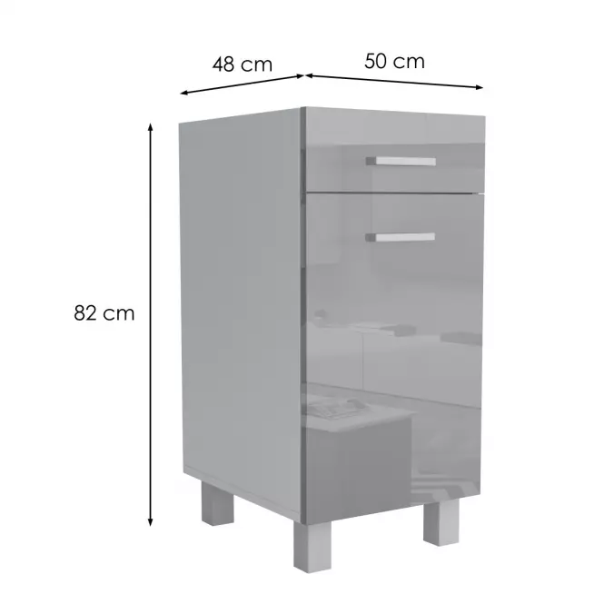 Konyhaszekrény Lucjan D1F1S 50 LUX szürke