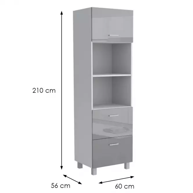 Konyhaszekrény Lucjan 60KPM 1F2S 2100 LUX szürke