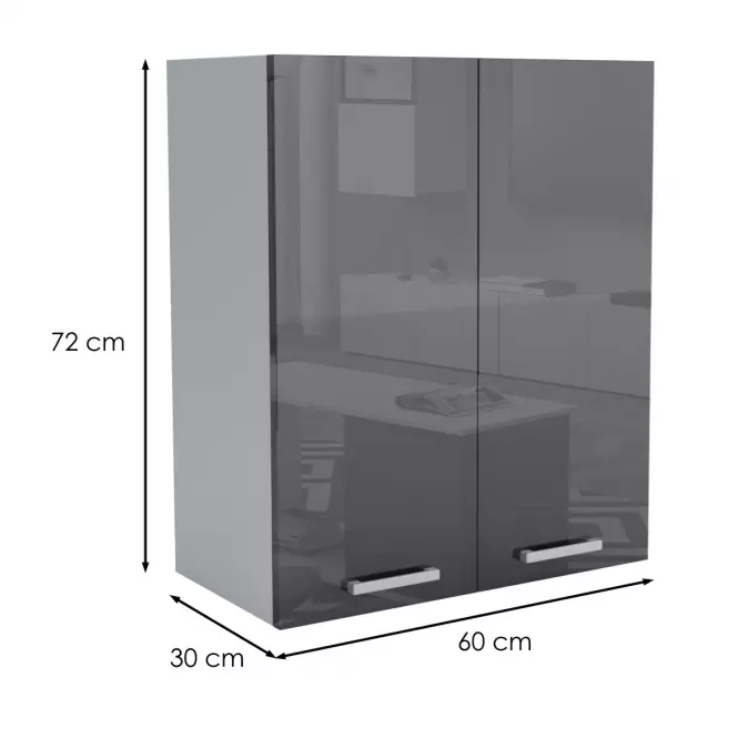 Konyhaszekrény 60G 2F V72 LUX fekete,2