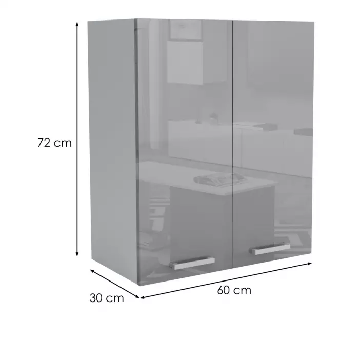 Konyhaszekrény 60G 2F V72 LUX szürke
