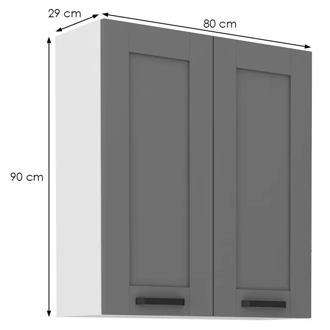 Konyhaszekrény Luna dustgrey/fehér 80G-90 2F