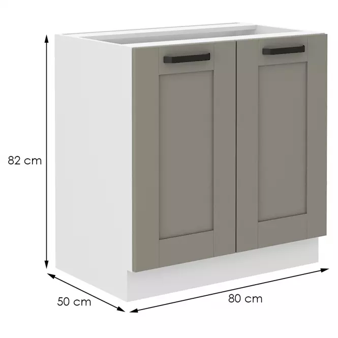 Konyhaszekrény Luna claygrey/fehér 80D 2F BB