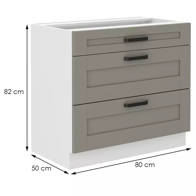 Konyhaszekrény Luna claygrey/fehér 80D 3S BB