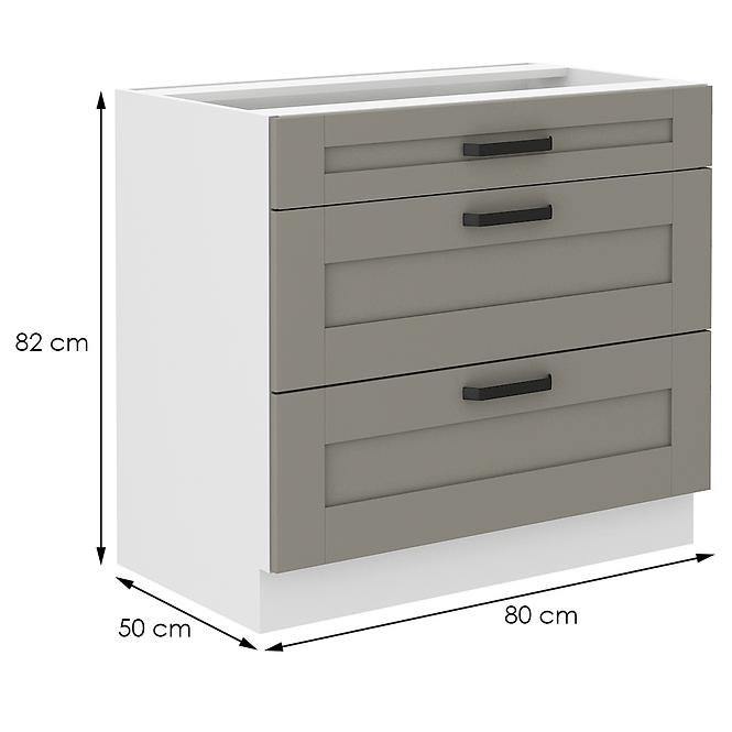 Konyhaszekrény Luna claygrey/fehér 80D 3S BB