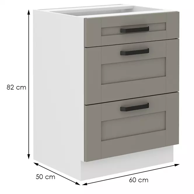 Konyhaszekrény Luna claygrey/fehér 60D 3S BB