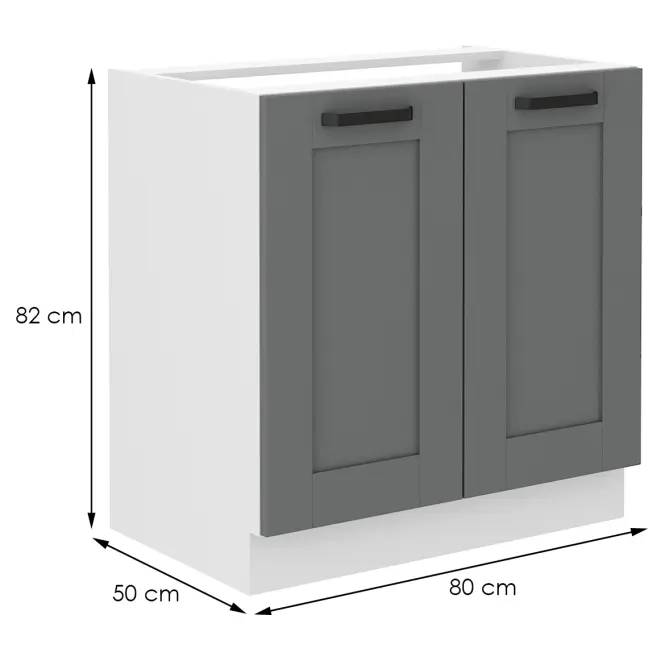 Konyhaszekrény Luna dustgrey/fehér 80ZL 2F BB,2