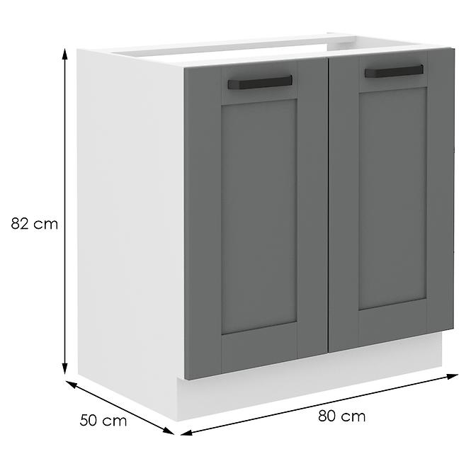 Konyhaszekrény Luna dustgrey/fehér 80ZL 2F BB,2