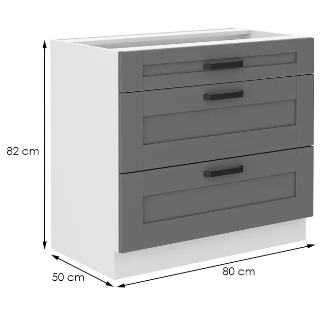 Konyhaszekrény Luna dustgrey/fehér 80D 3S BB