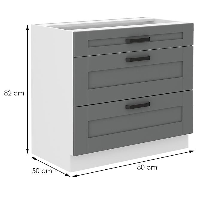 Konyhaszekrény Luna dustgrey/fehér 80D 3S BB
