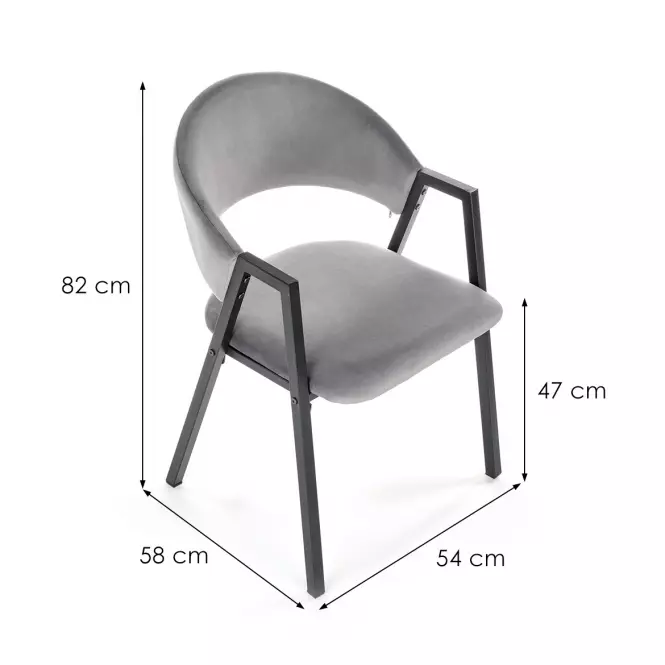 Szék K473 Velvet/Fém szürke