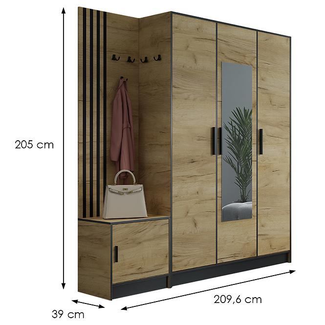 Előszobafal nábytok Roj PP53 + SDS53 + SZ3D craft