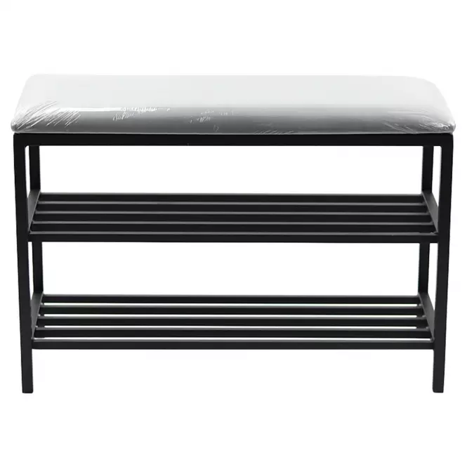 Fém cipős szekrény üléssel Loft 51x75x30 fekete