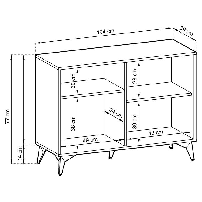 Komód Diamond K104 tölgy evoke/fekete