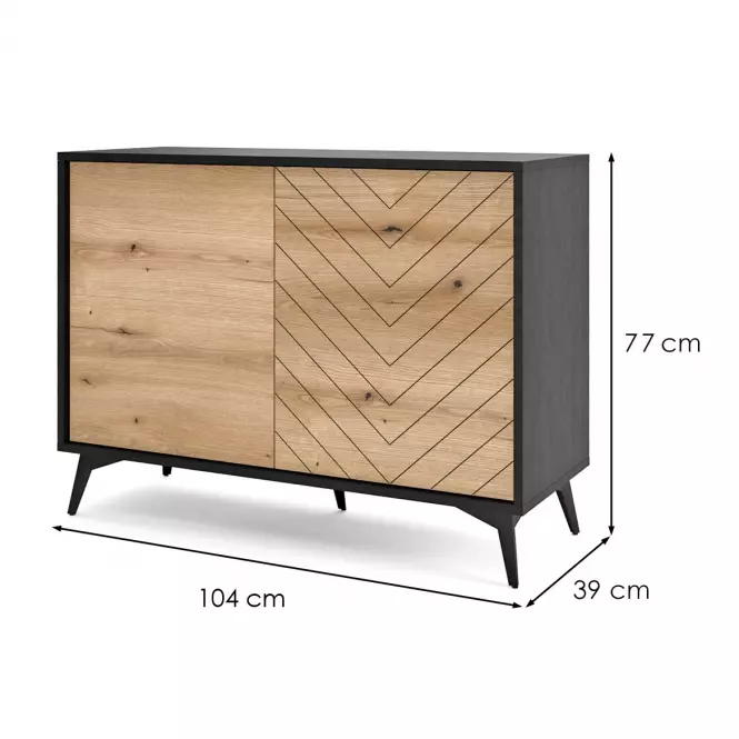 Komód Diamond K104 tölgy evoke/fekete,3