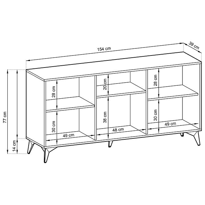 Komód Diamond K154 tölgy evoke/fekete