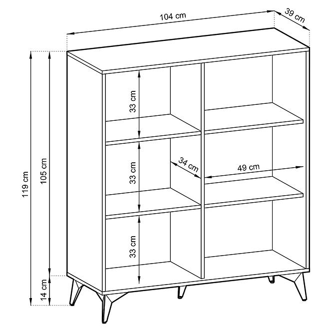 Komód Diamond KD104 tölgy evoke/fekete