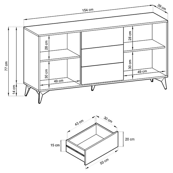Komód Diamond KSZ154 tölgy evoke/fekete,4