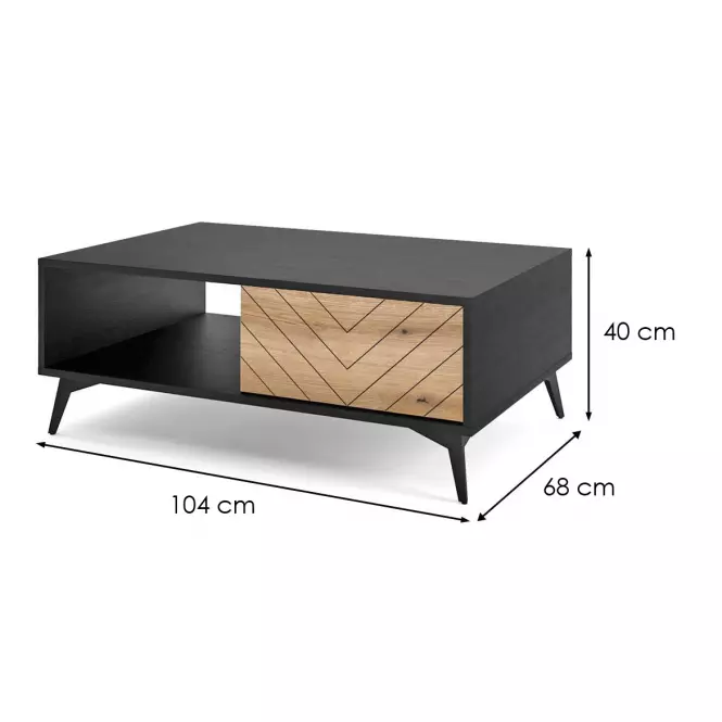 Dohányzóasztal Diamond L104 tölgy evoke/fekete