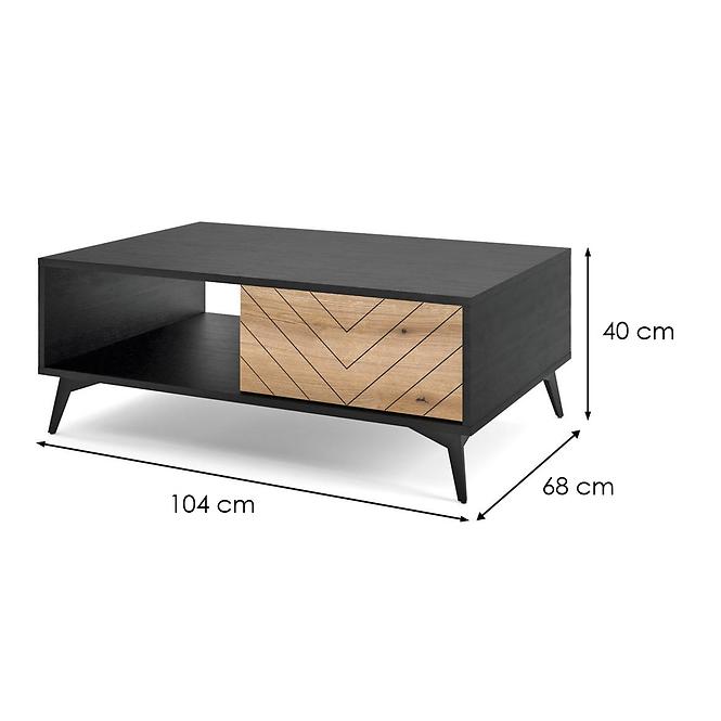 Dohányzóasztal Diamond L104 tölgy evoke/fekete