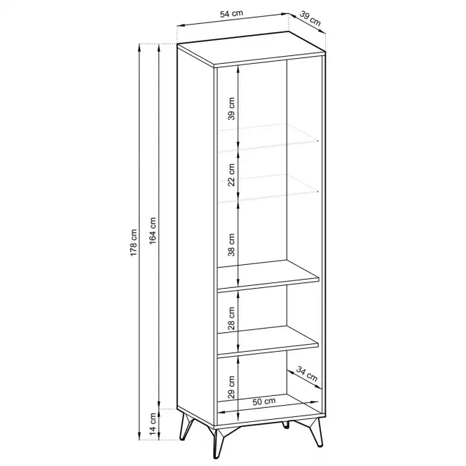 Vitrin Diamond W54 tölgy evoke/fekete