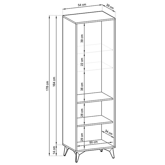 Vitrin Diamond W54 tölgy evoke/fekete