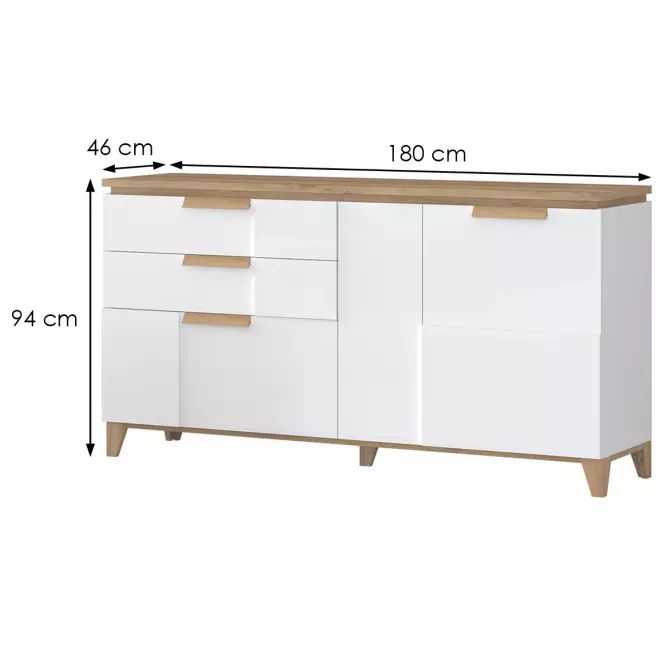 Komód Brio K23 pacific walnut/crystal white,3