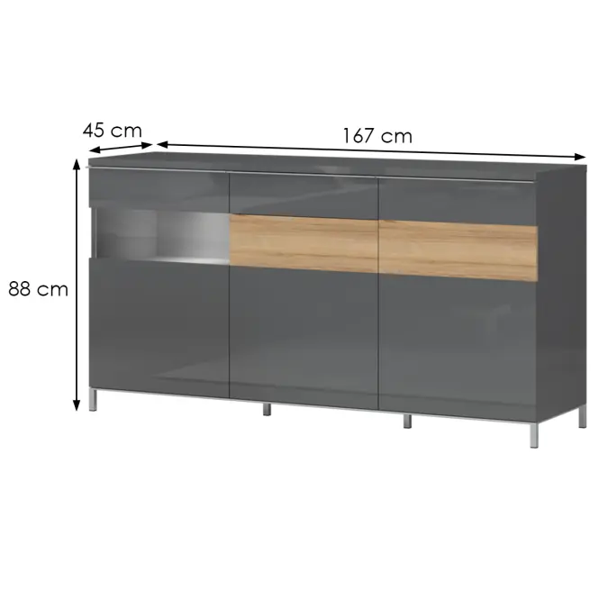 Komód Onyx K170-3KS1F/ON anthracite/pacific walnut,2