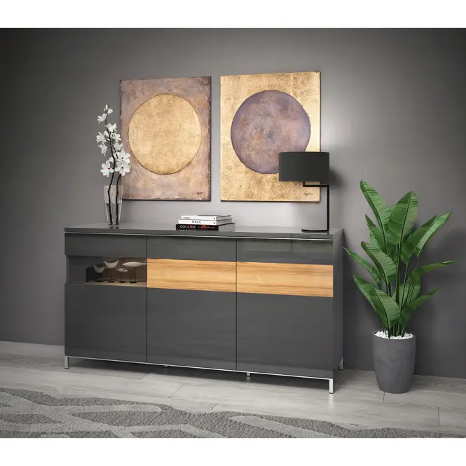 Komód Onyx K170-3KS1F/ON anthracite/pacific walnut,4