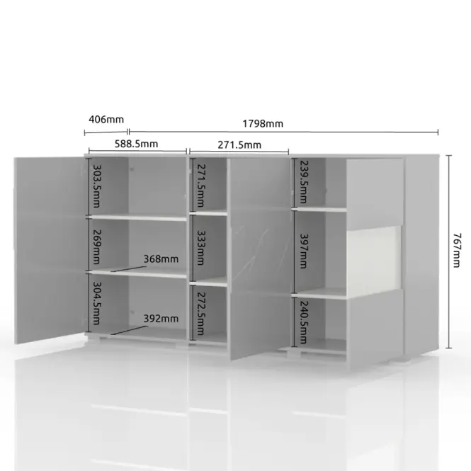 Komód Stela K3S tobacco/crystal white,3